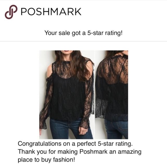 Black Lace Cold Shoulder Lace Top - Picture 4 of 4